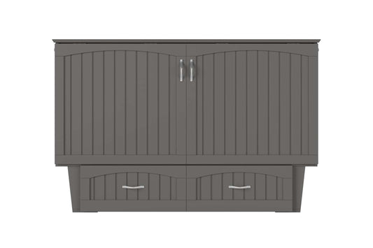 Sydney Modern Coastal Queen Solid Wood Murphy Bed Chest with Mattress in Grey by AFI Furnishing