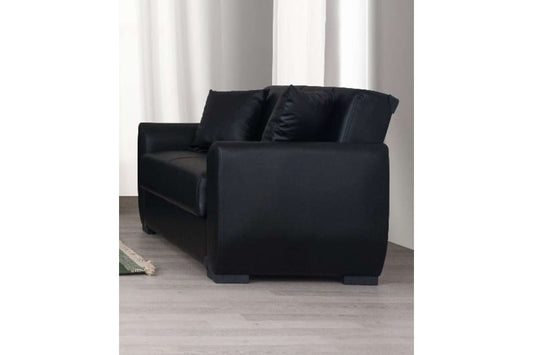 Lola Black PU Leather Loveseat - Alpha Furniture