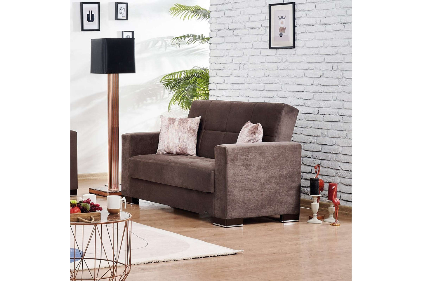 Classic Brown 8 Convertible Loveseat