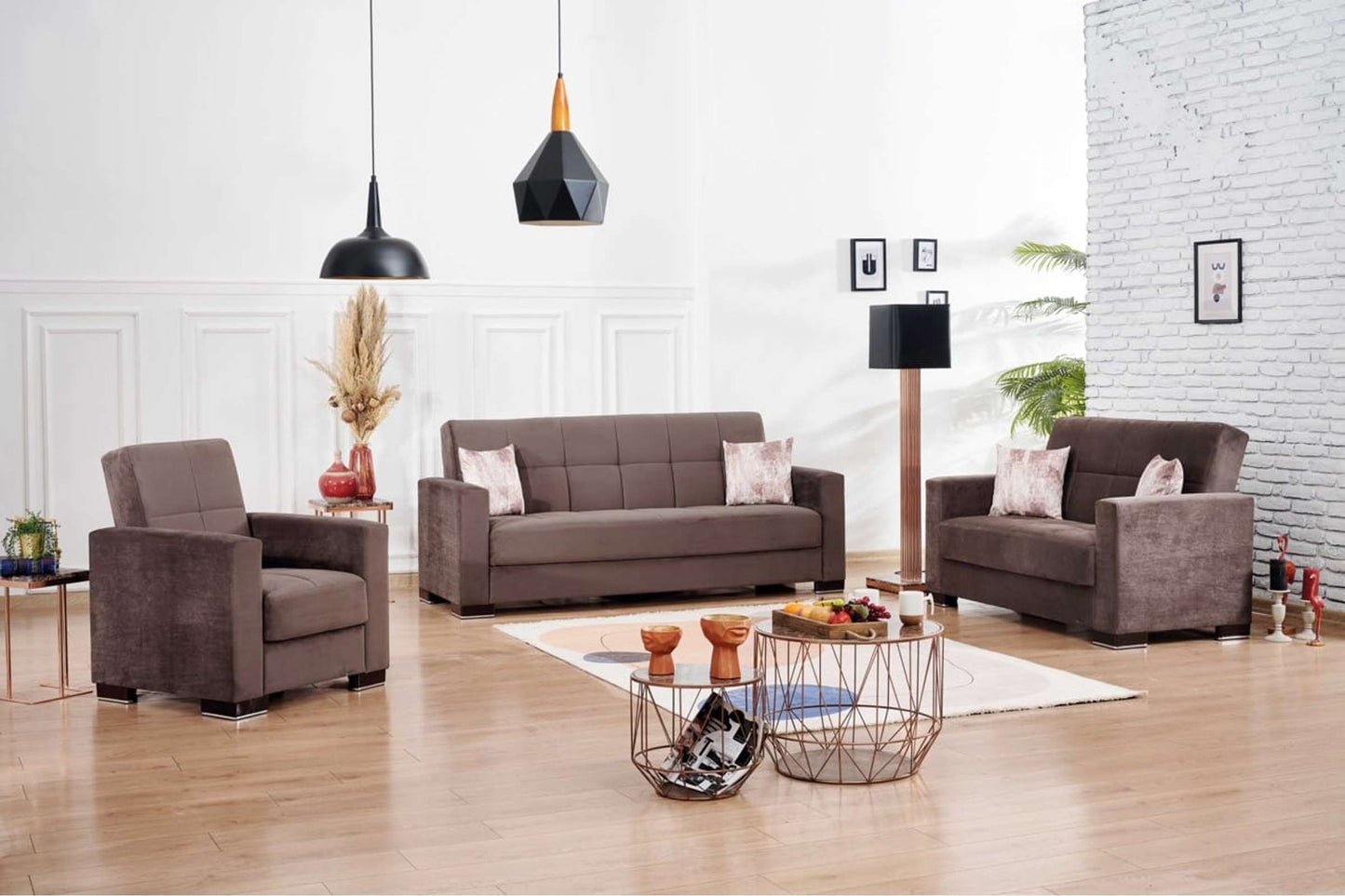 Classic Brown 8 Convertible Loveseat