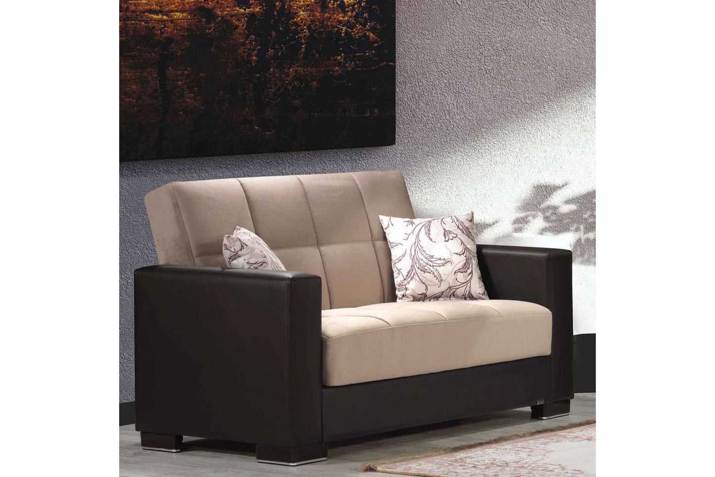 Classic Sand/Brown Convertible Loveseat