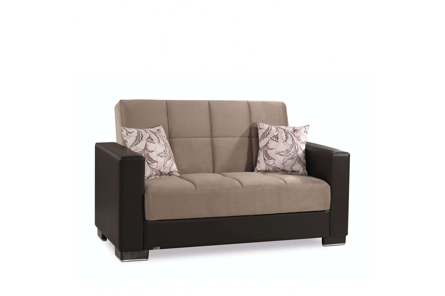 Classic Sand/Brown Convertible Loveseat