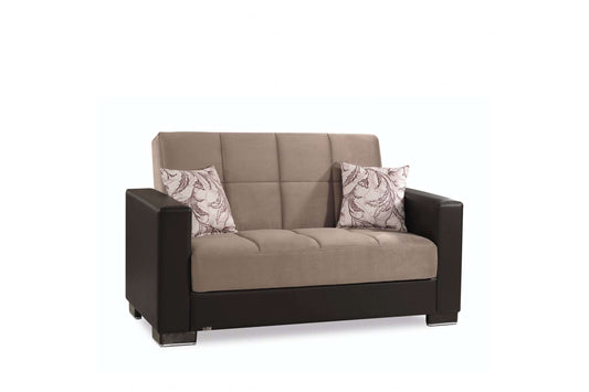 Classic Sand/Brown Convertible Loveseat