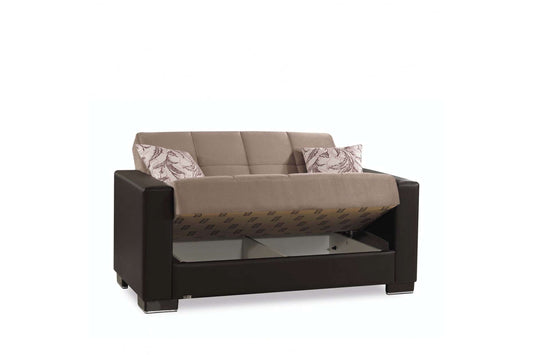 Classic Sand/Brown Convertible Loveseat