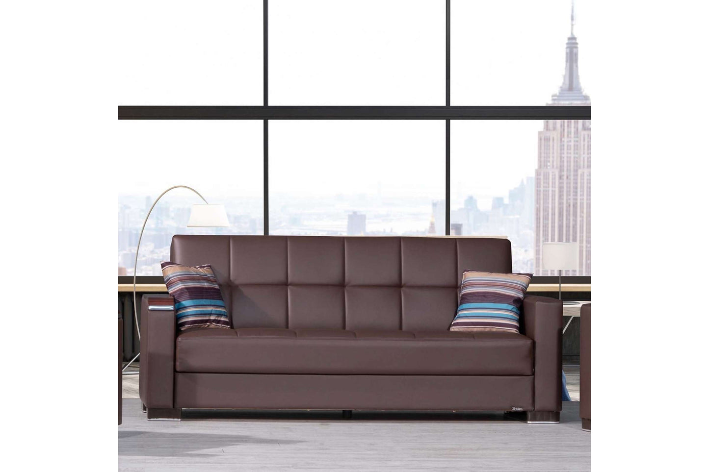 X Brown PU 316 Sofa Bed