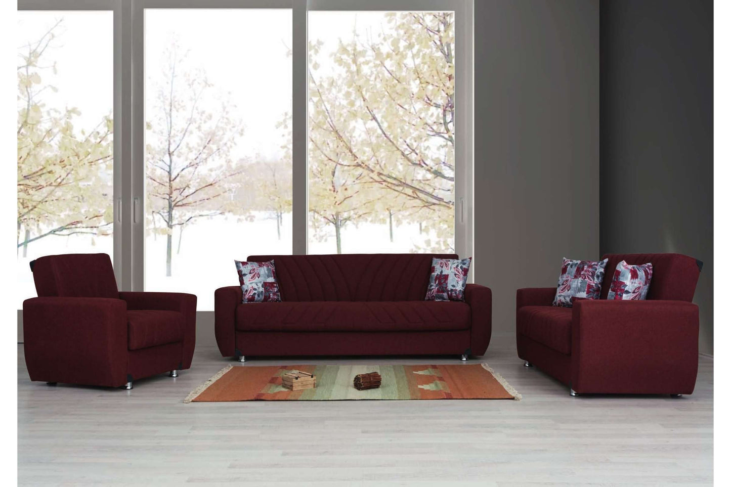 Jennifer Burgundy Fabric Sofa Bed by Alpha Furniture - Versatile Sleeper Sofa
