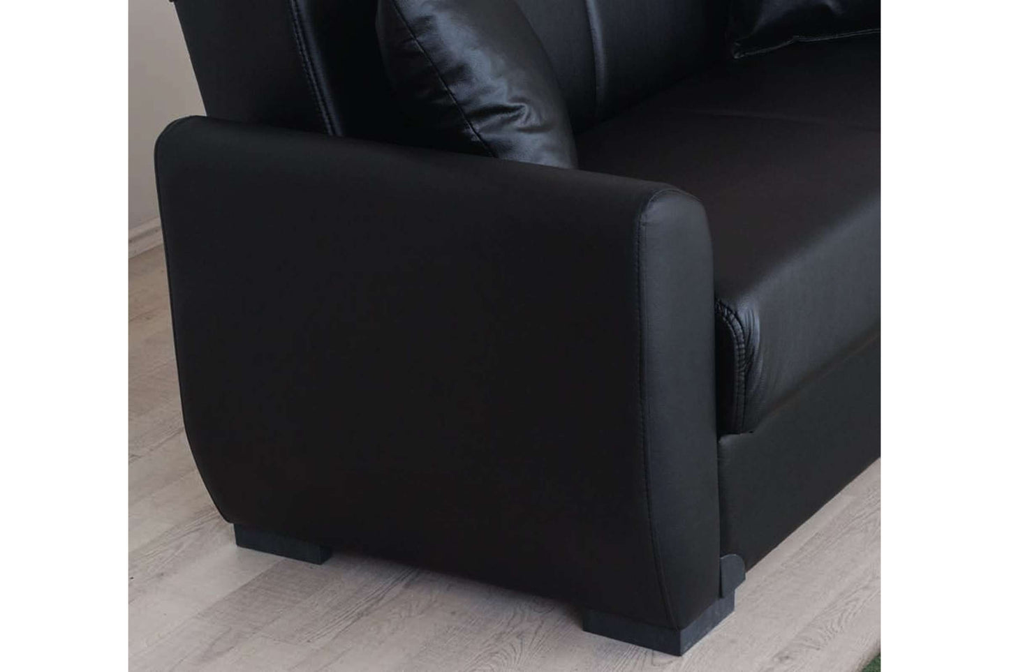 Lola Black PU Leather Loveseat - Alpha Furniture