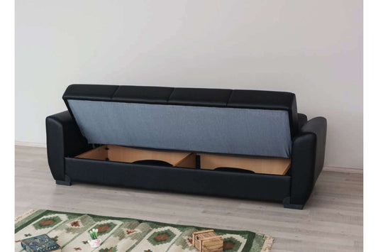 Lola Black PU Leather Loveseat - Alpha Furniture