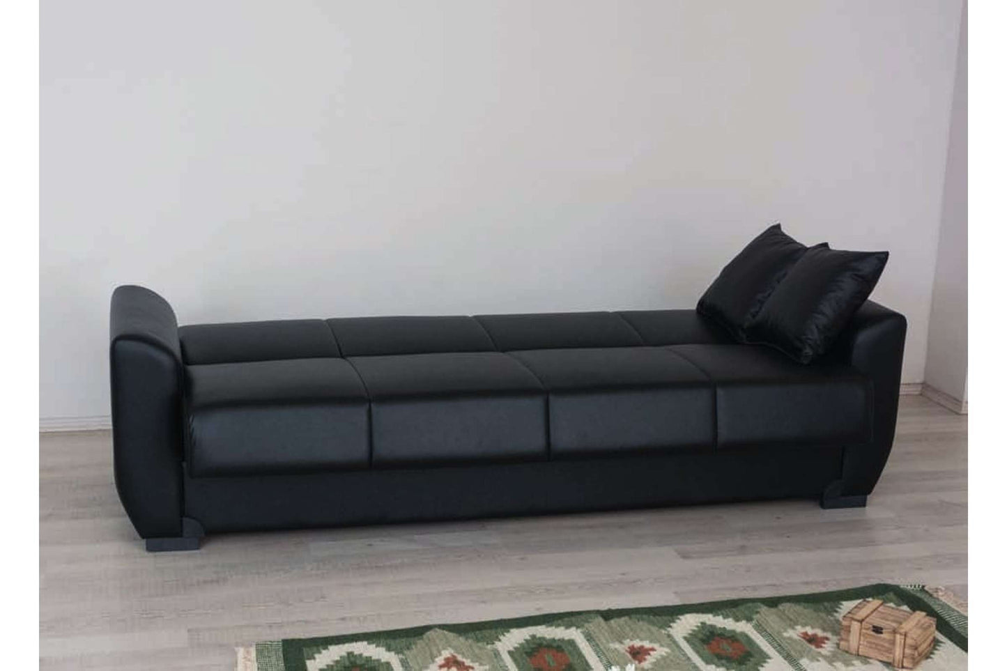 Lola Black PU Leather Loveseat - Alpha Furniture