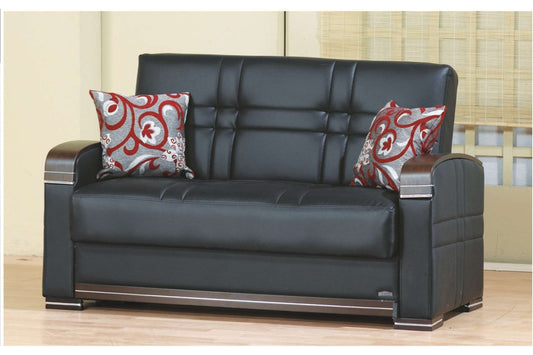 Bronx Black Leather Loveseat by Empire Furniture USA - Contemporary Convertible Sofa