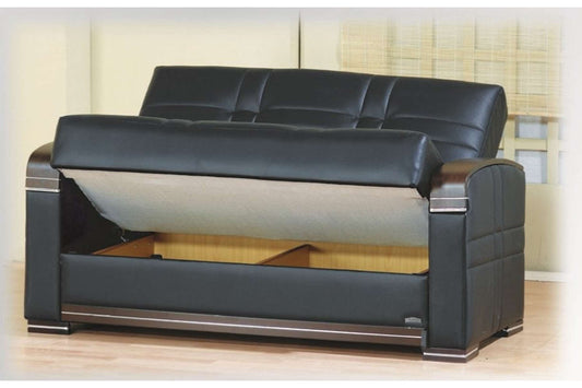 Bronx Black Leather Loveseat by Empire Furniture USA - Contemporary Convertible Sofa