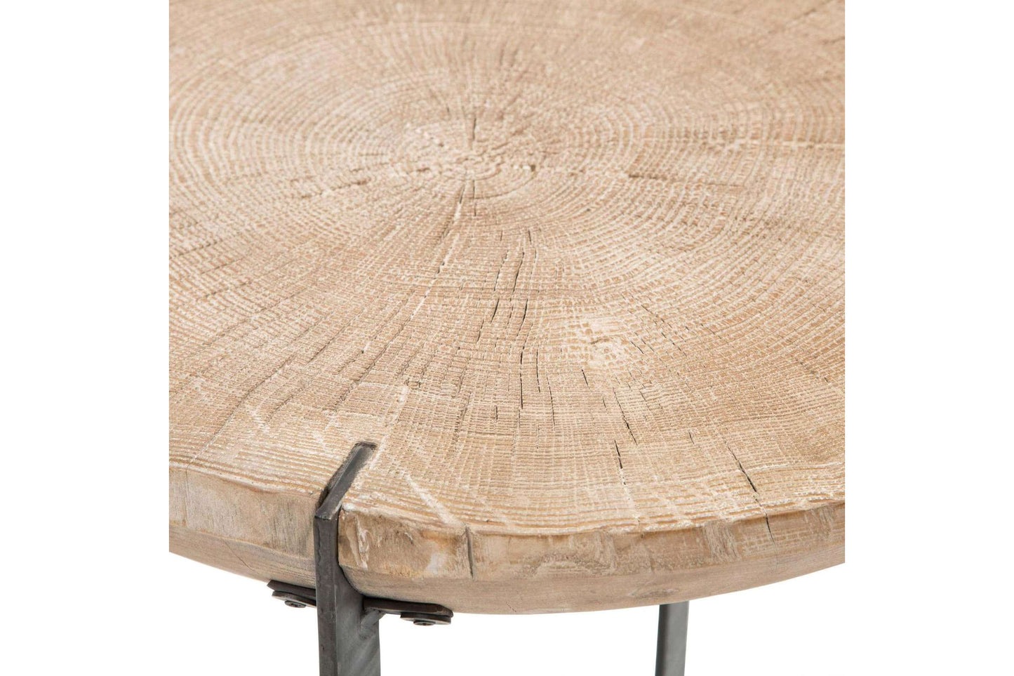 Watson Elm Wood End Table with Iron Frame