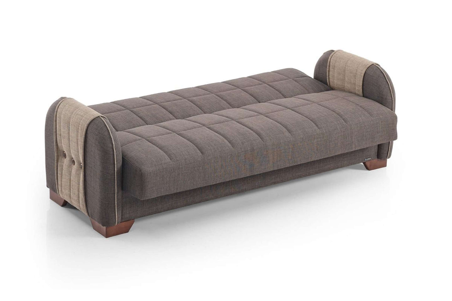 Button Fabric Convertible Sofa with Storage - 83" Wide, Dark Brown