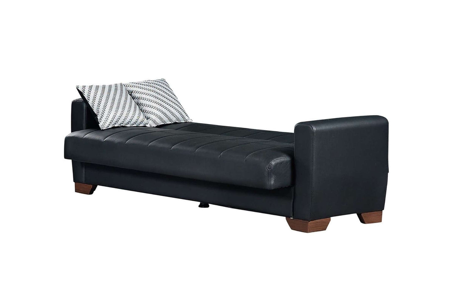 Orbit Black PU Leather Convertible Sofa Bed with Storage