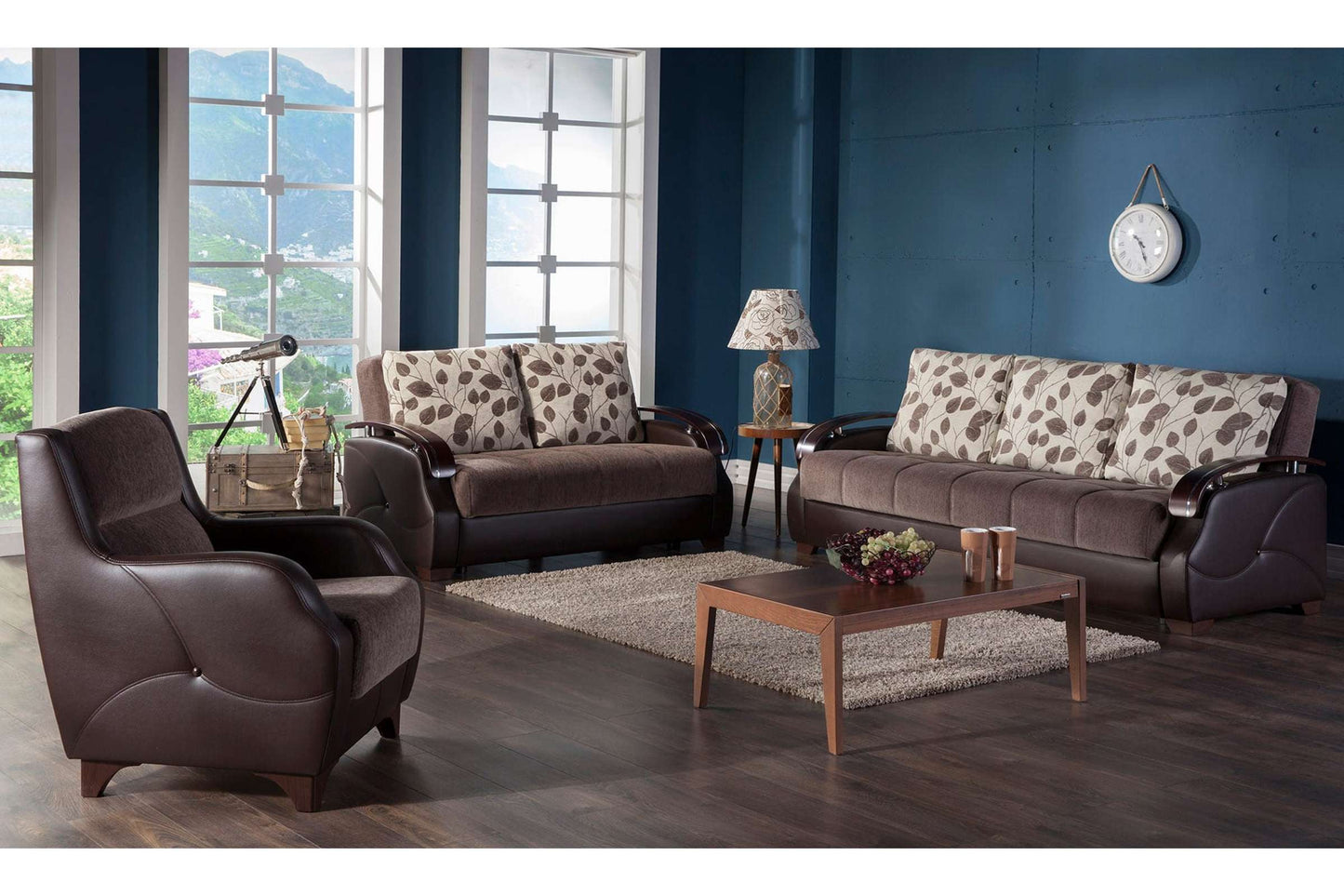 Costa Armoni Brown Convertible Sofa Bed by Bellona - Modern Tufted Sleeper with Storage