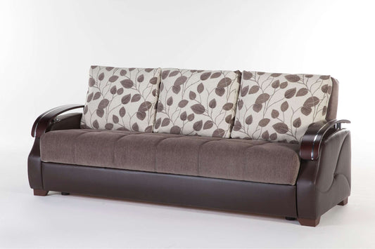 Costa Armoni Brown Convertible Sofa Bed by Bellona - Modern Tufted Sleeper with Storage