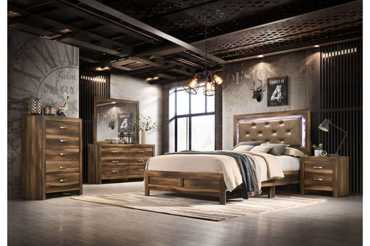 Yasmine Brown Queen Bedroom Set - Modern Espresso Style