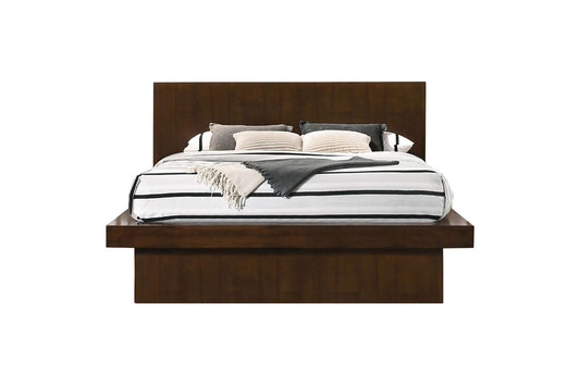 Jessica Wood Queen LED Panel Bed with Floating Frame Illusion - Cappuccino