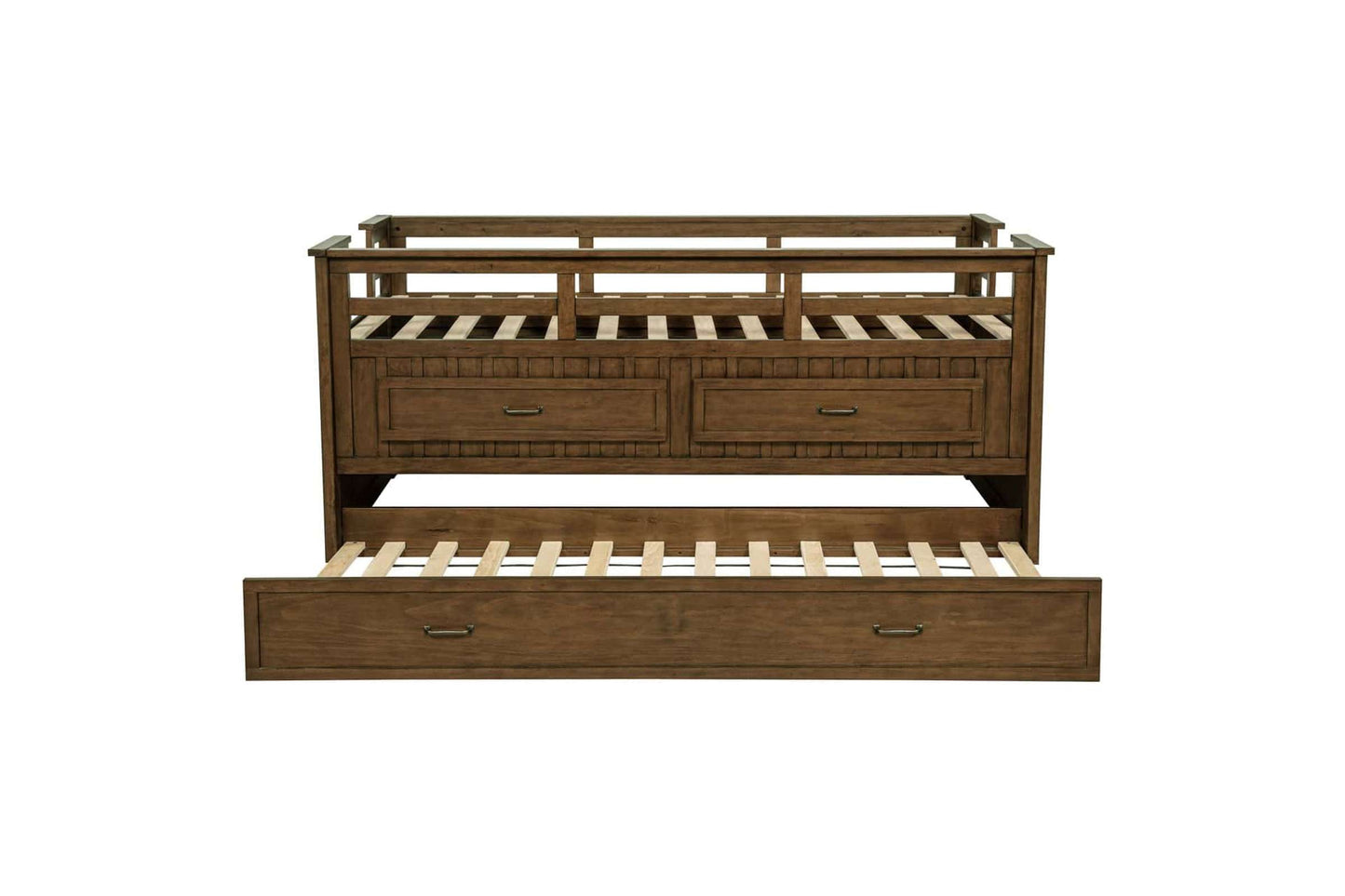 Carlsbad Wood Twin Captain's Bed with Trundle in Medium Brown