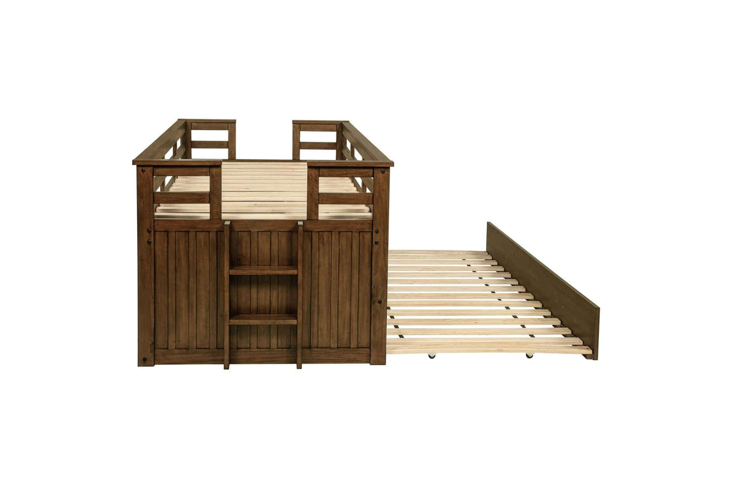 Carlsbad Wood Twin Captain's Bed with Trundle in Medium Brown