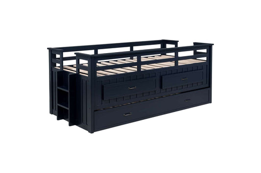 Carlsbad Wood Twin Captain's Bed with Trundle in Navy Blue by Coaster Furniture