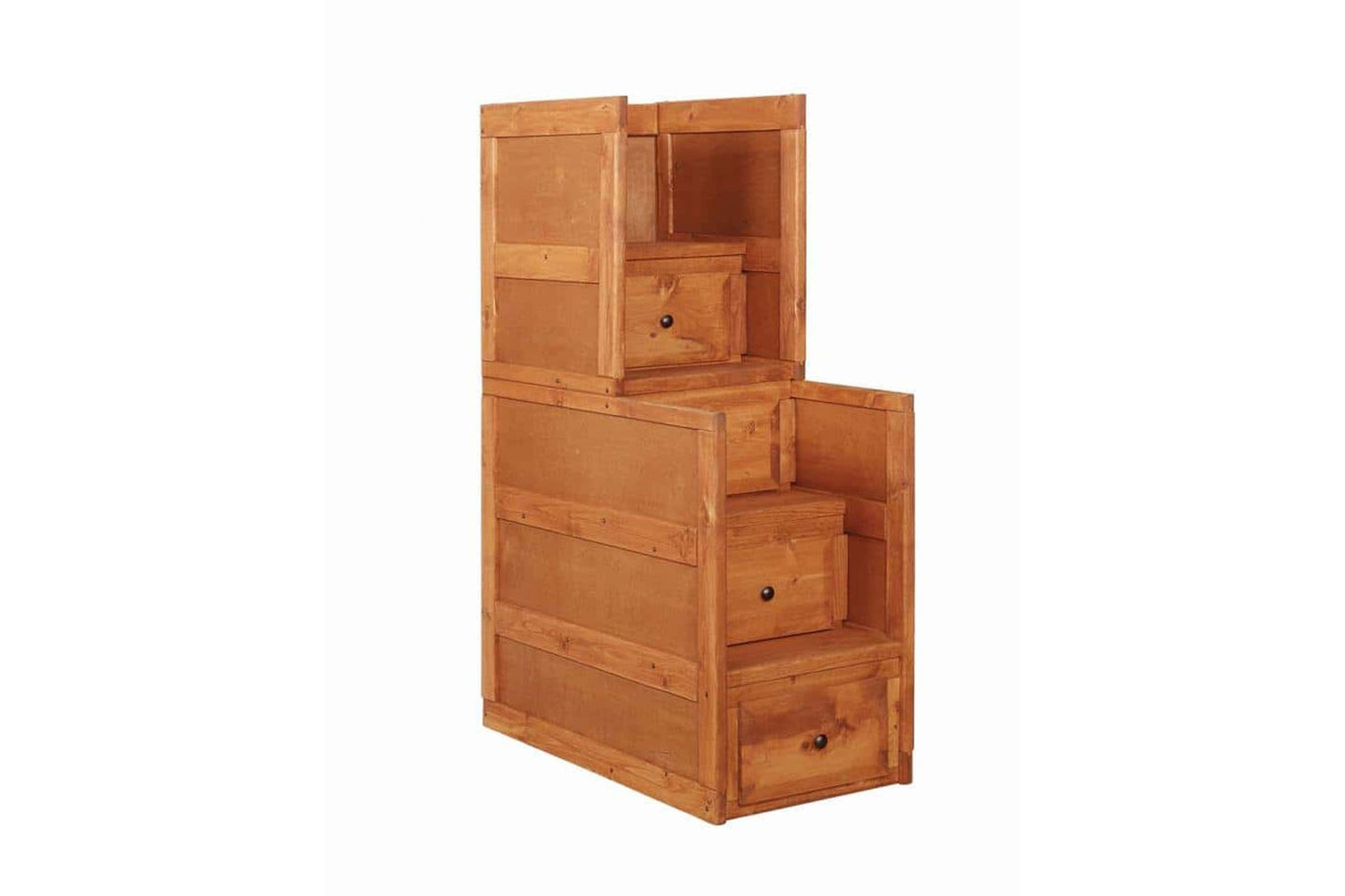 Wrangle Hill Amber Wash Full over Full Bunk Bed with Stairway Chest