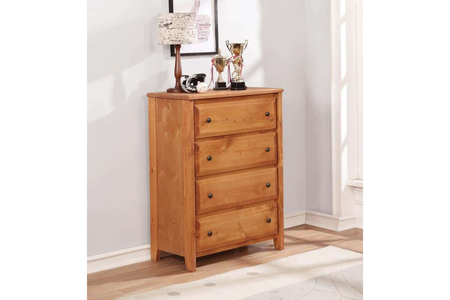 Wrangle Hill Amber Wash Full over Full Bunk Bed with Stairway Chest