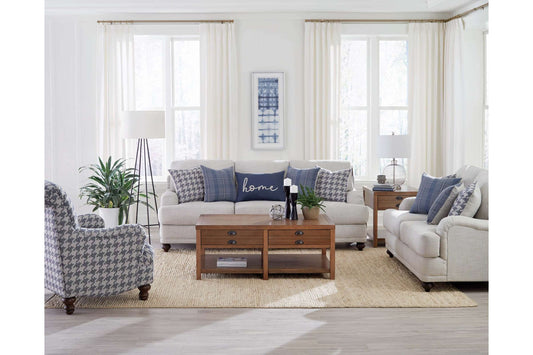 Glenn Light Gray Recessed Arms Sofa by Coaster Furniture - Transitional Farmhouse Style