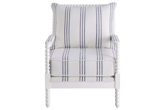 Blanchett Upholstered Accent Chair with Spindle Accents in White and Navy by Coaster Furniture