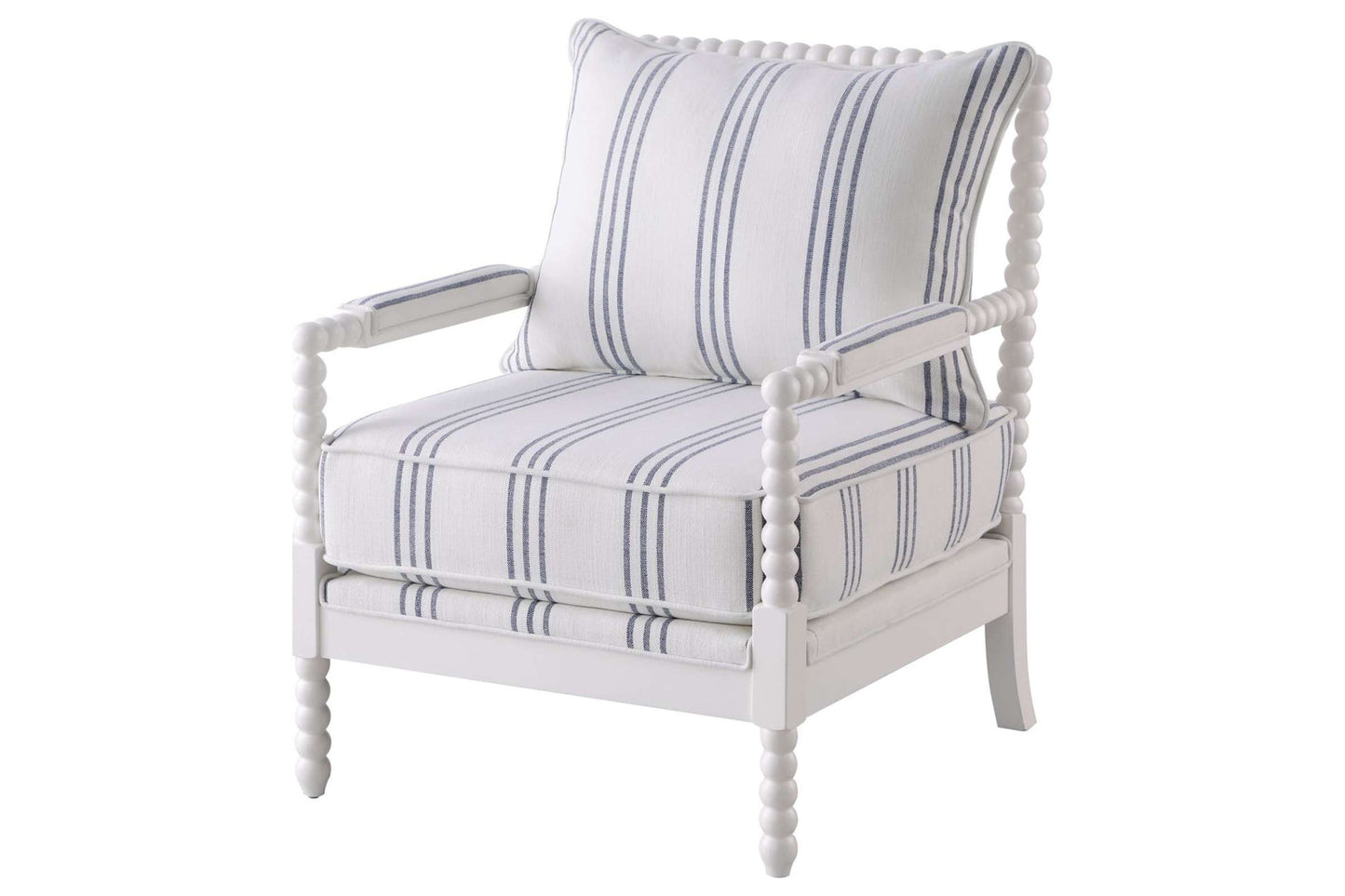 Blanchett Upholstered Accent Chair with Spindle Accents in White and Navy by Coaster Furniture