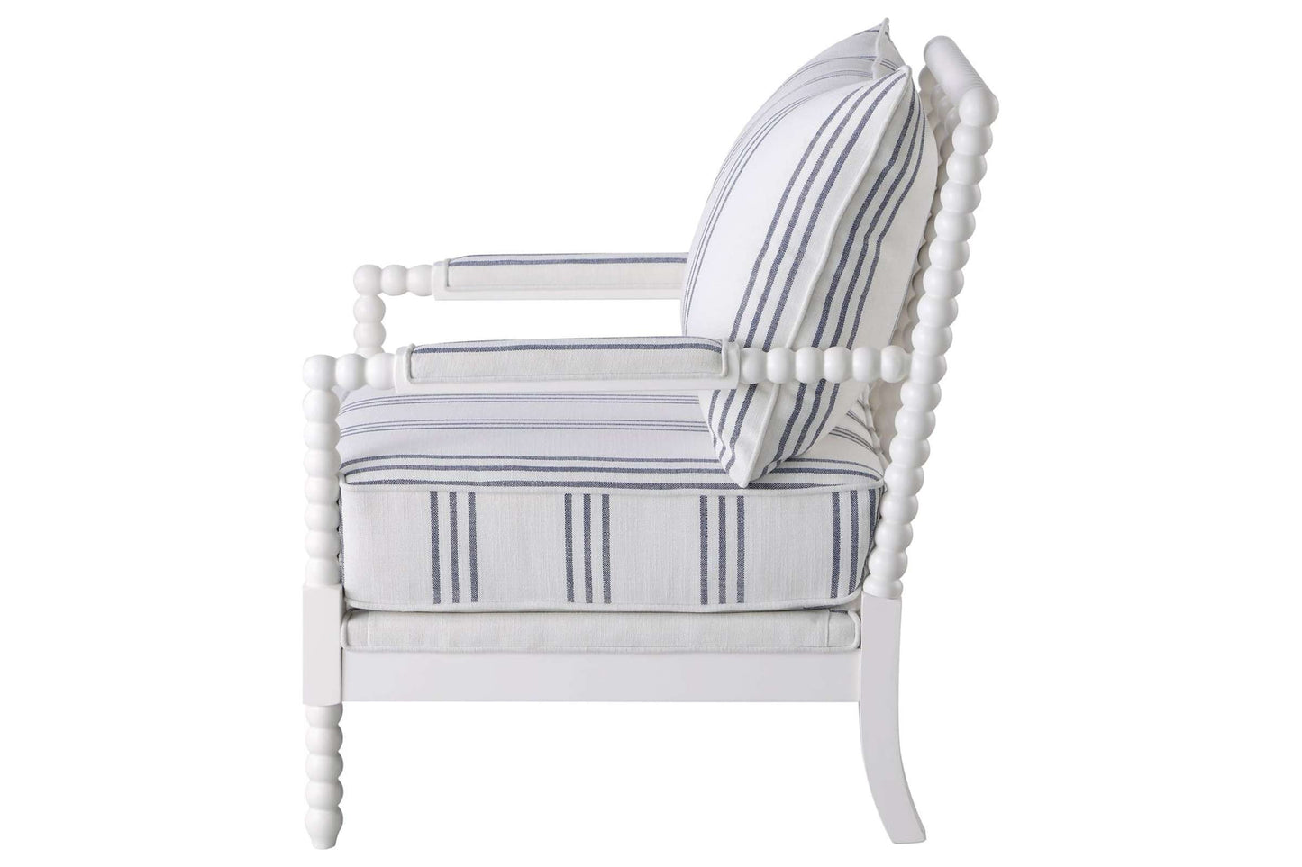 Blanchett Upholstered Accent Chair with Spindle Accents in White and Navy by Coaster Furniture