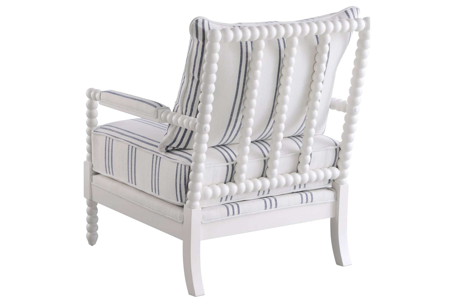 Blanchett Upholstered Accent Chair with Spindle Accents in White and Navy by Coaster Furniture
