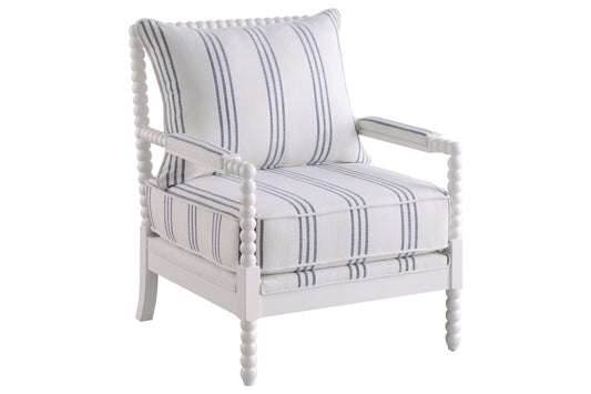 Blanchett Upholstered Accent Chair with Spindle Accents in White and Navy by Coaster Furniture