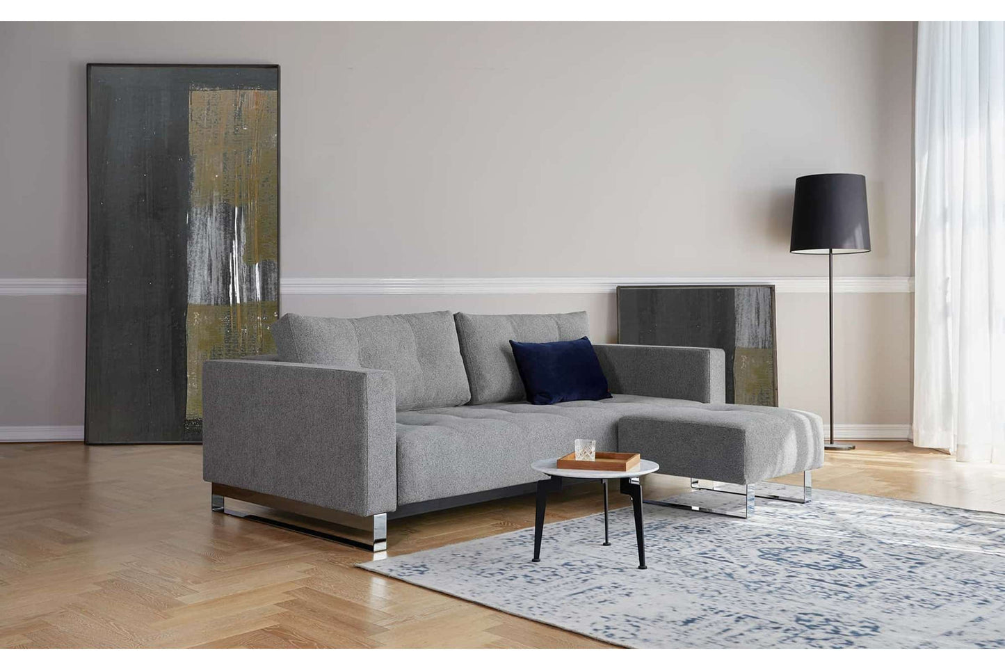 Cassius Deluxe Excess Sofa Bed (Queen Size) Melange Light Gray