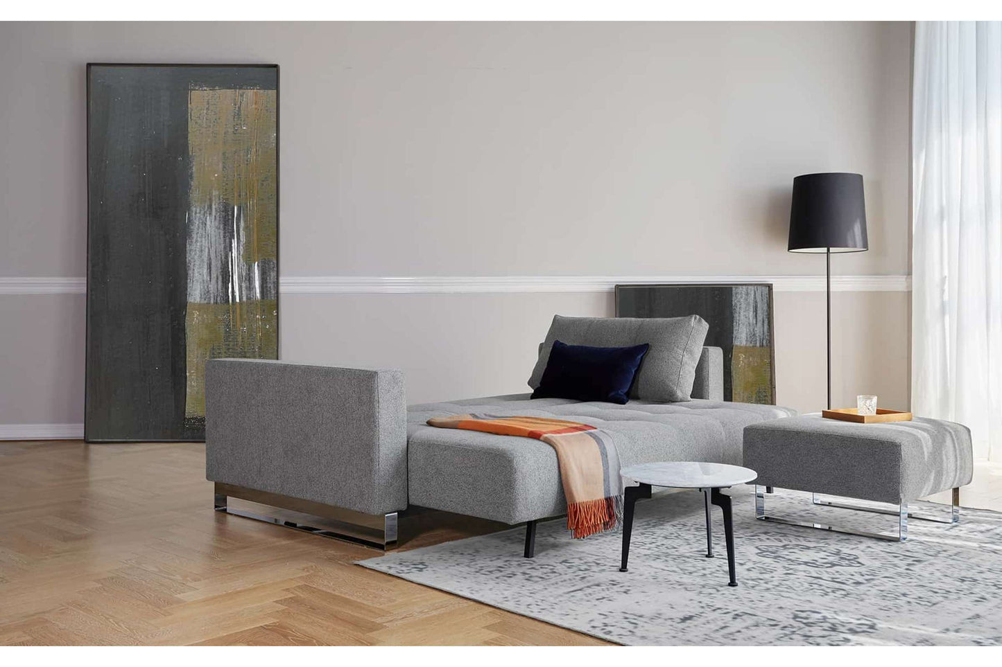 Cassius Deluxe Excess Sofa Bed (Queen Size) Melange Light Gray