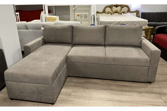 Concept Reversible Sectional Sofa Bed Light Gray with Storage Chaise