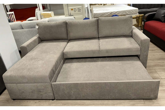 Concept Reversible Sectional Sofa Bed Gray with Storage Chaise