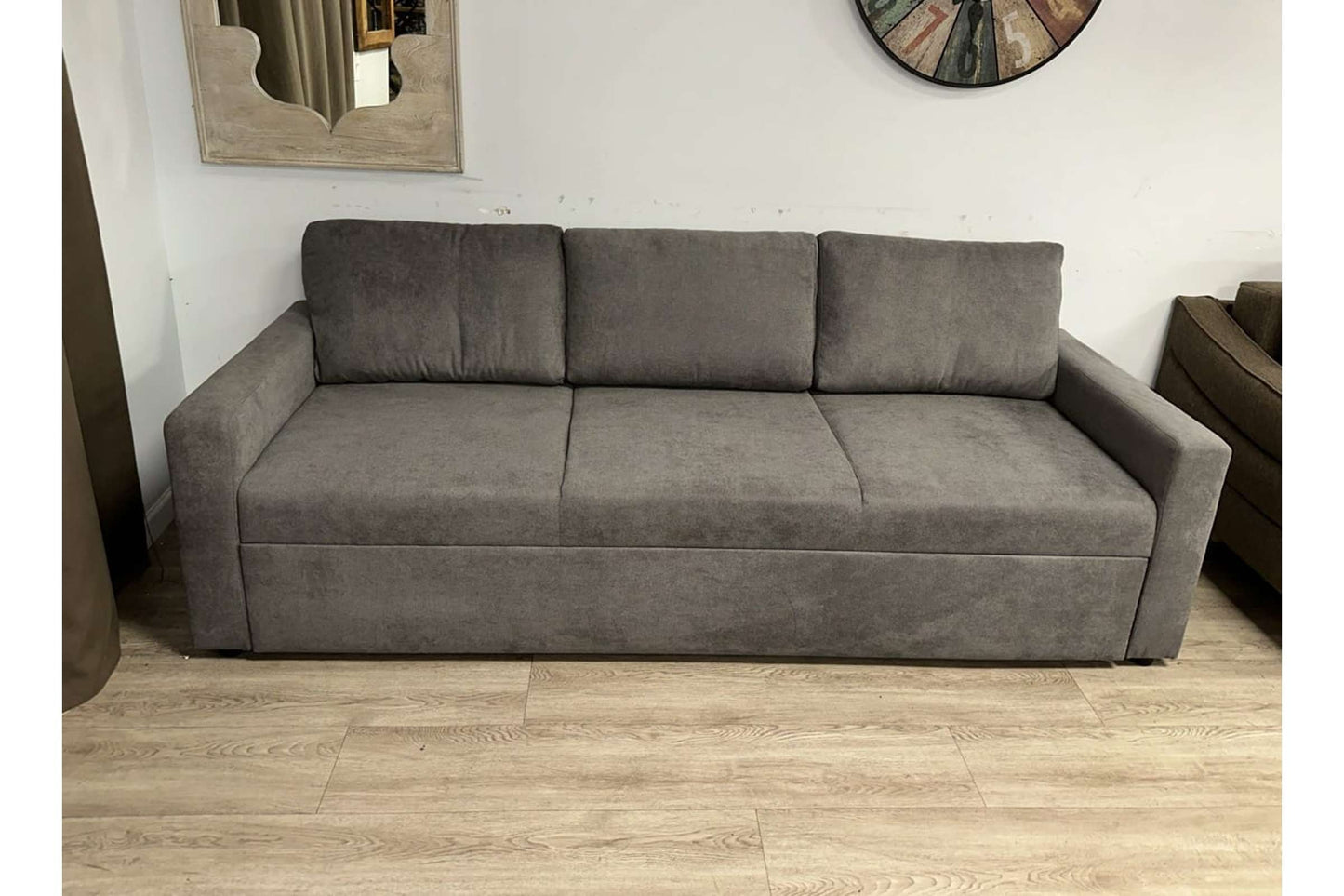 Concept Sofa Bed (Full Size) Gray Micro-suede Fabric