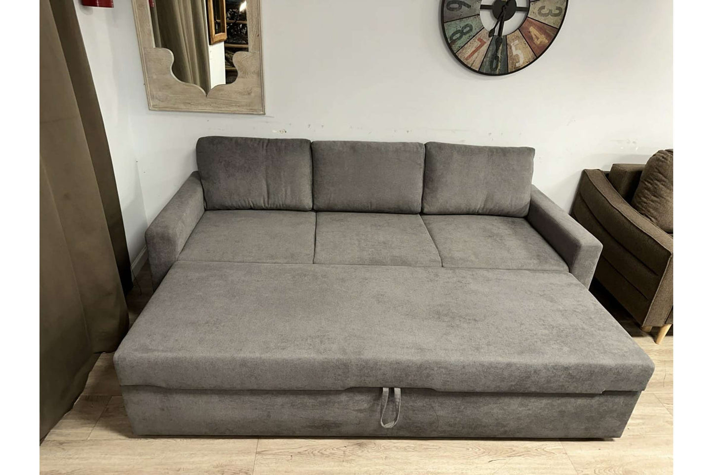 Concept Sofa Bed (Full Size) Gray Micro-suede Fabric