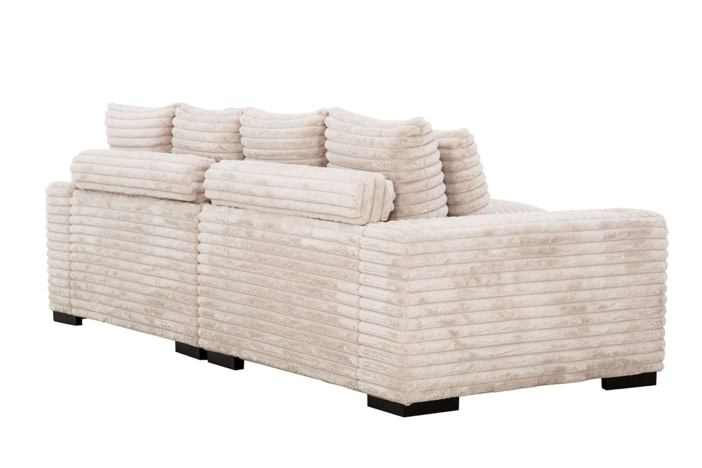 Cocoon Oversized Plunge Chaise Sectional Sofa in Taupe Corduroy - Reversible, Cupholder & USB