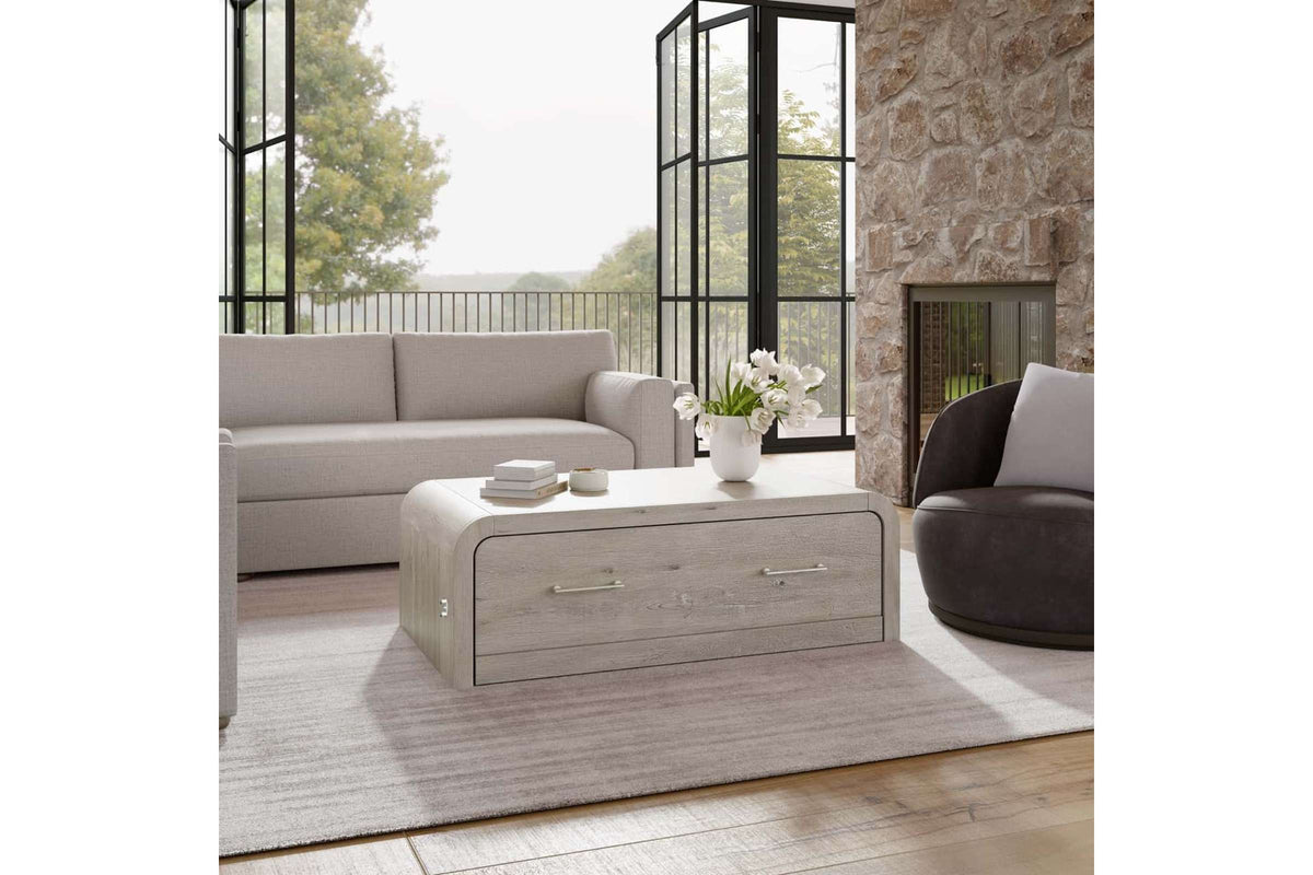 Juna Twin Convertible Coffee Table to Cabinet Bed in Gray
