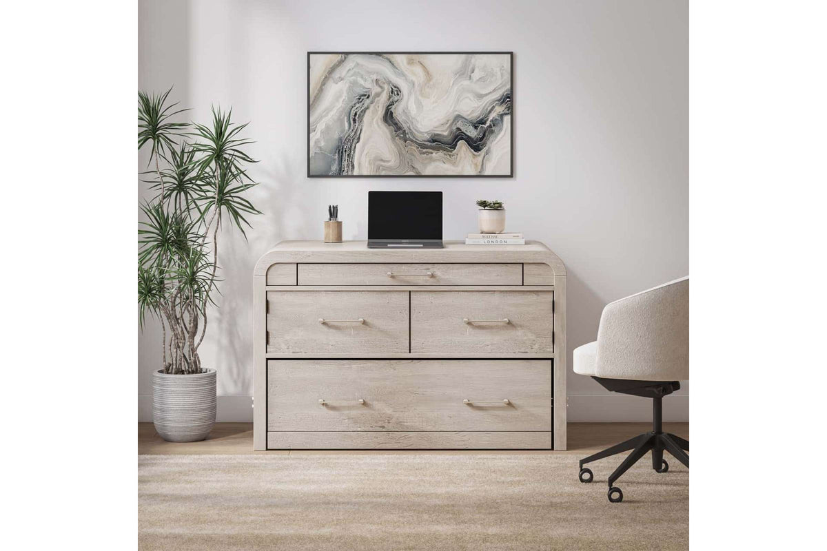 Juna Twin Cabinet Bed with Desk Console in Gray
