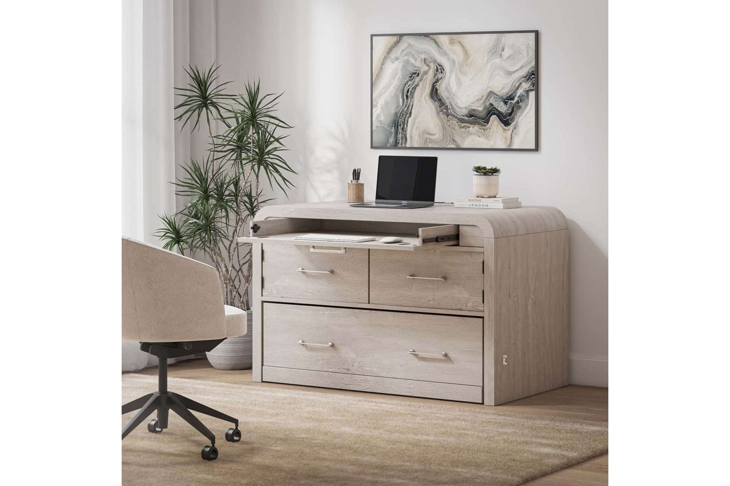 Juna Twin Cabinet Bed with Desk Console in Gray