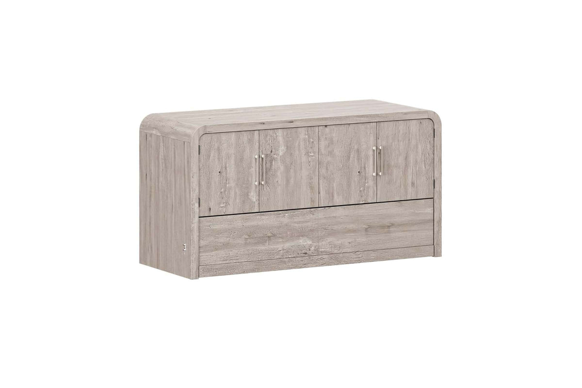 Juna Queen Four Door Dream Console Cabinet Bed in Gray