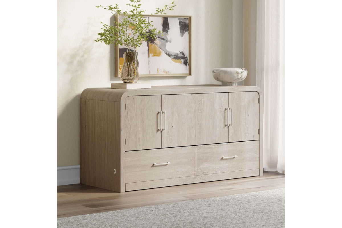 Juna Queen Four Door Dream Console Cabinet Bed in Gray
