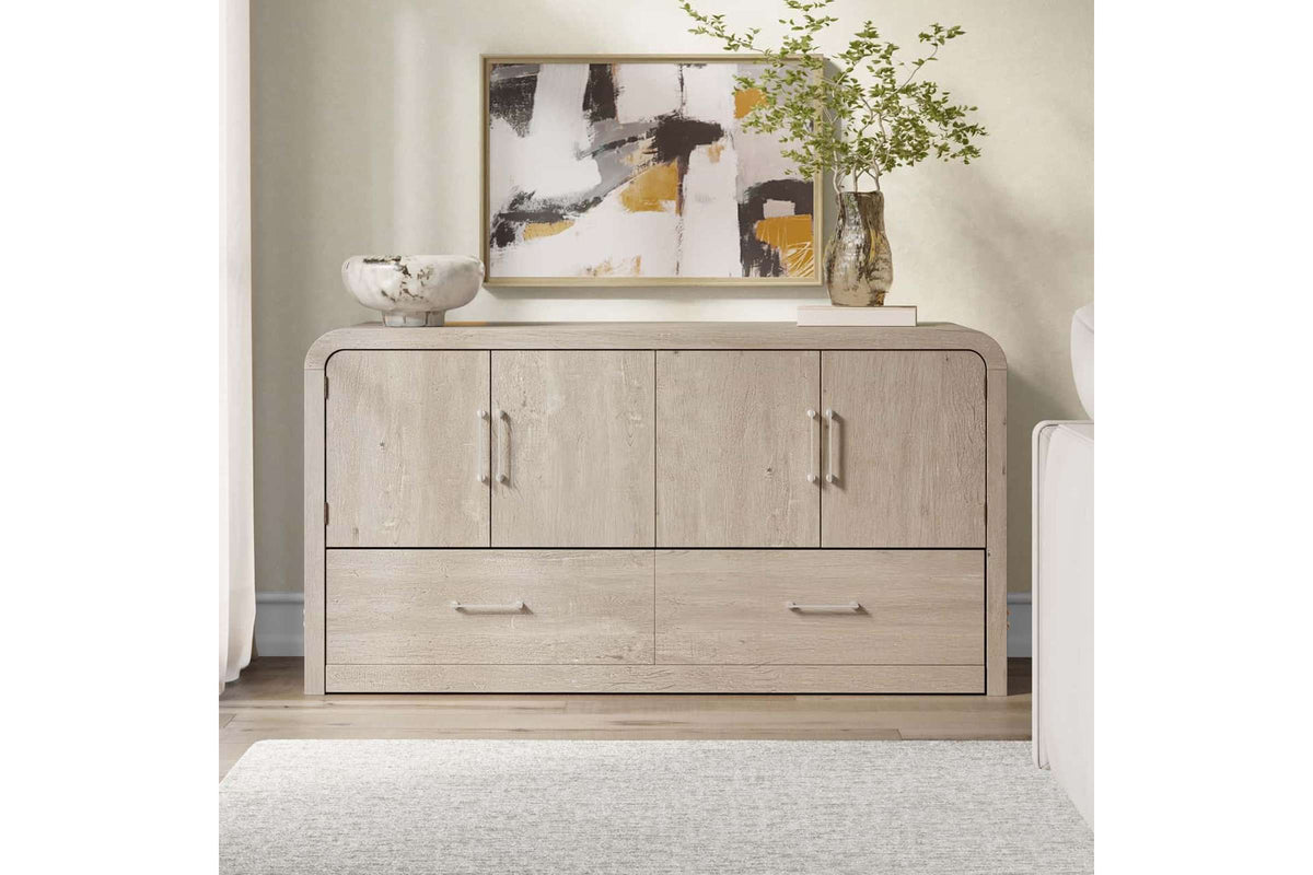 Juna Queen Four Door Dream Console Cabinet Bed in Gray