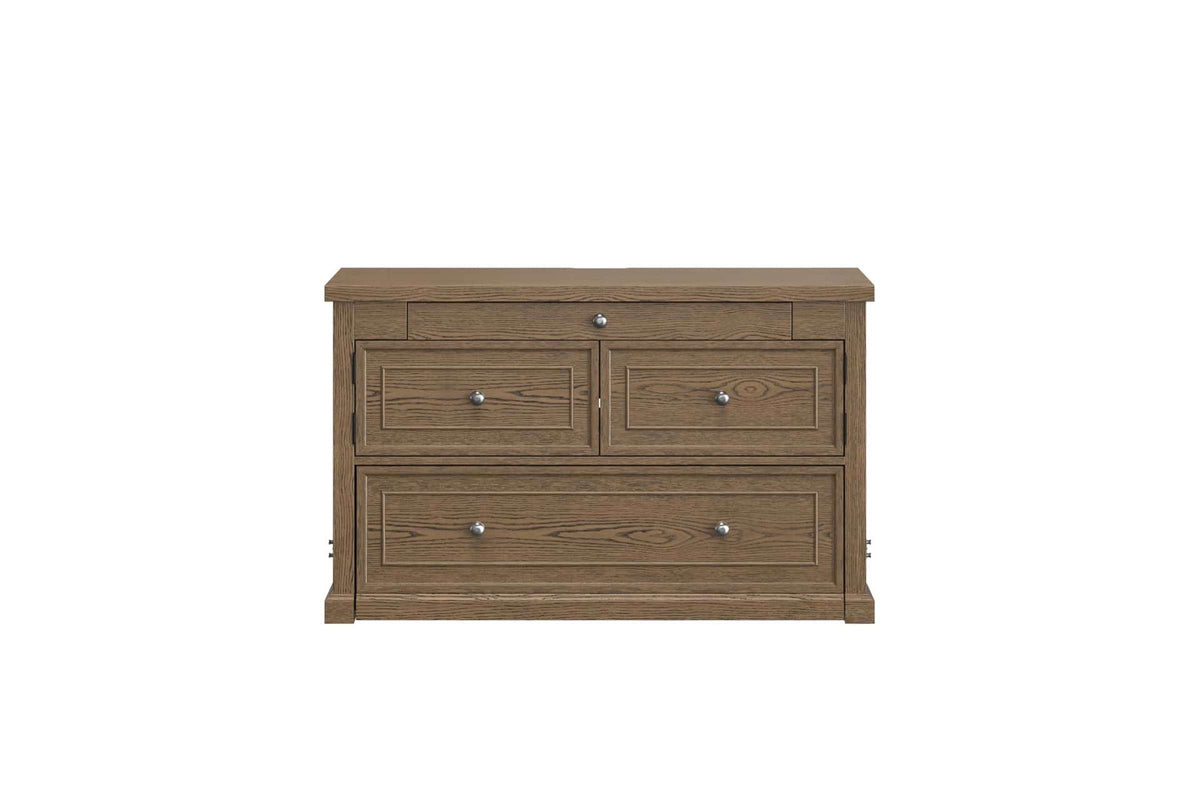 Soren Twin Two Door Desk Dream Console Bed in Light Oak
