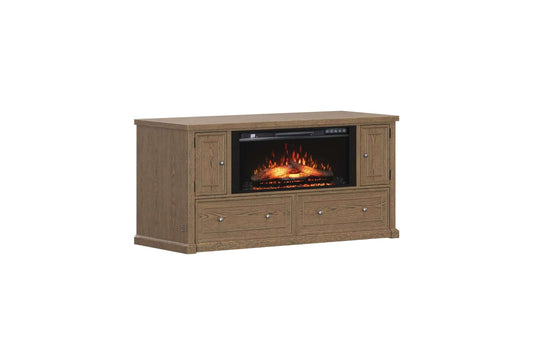 Soren Queen Fireplace Dream Console Bed in Light Oak