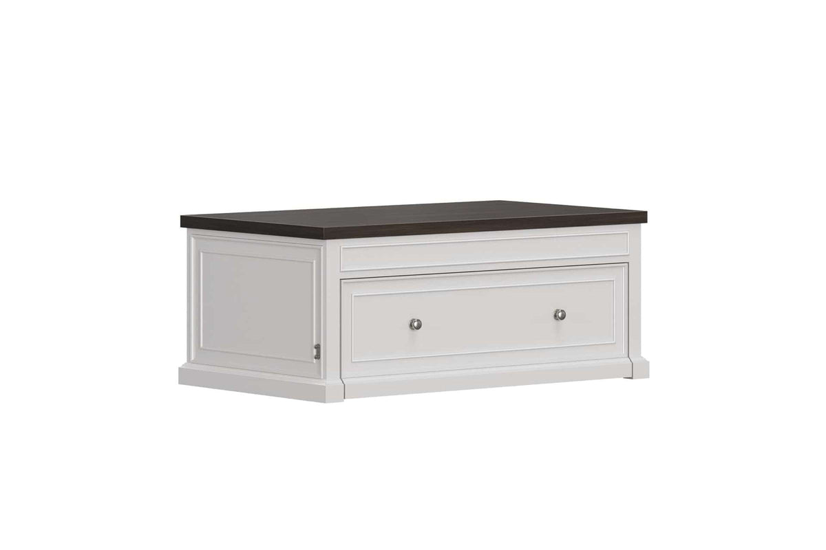Soren Twin Lift Top Coffee Table with Convertible Bed Functionality in White and Brown