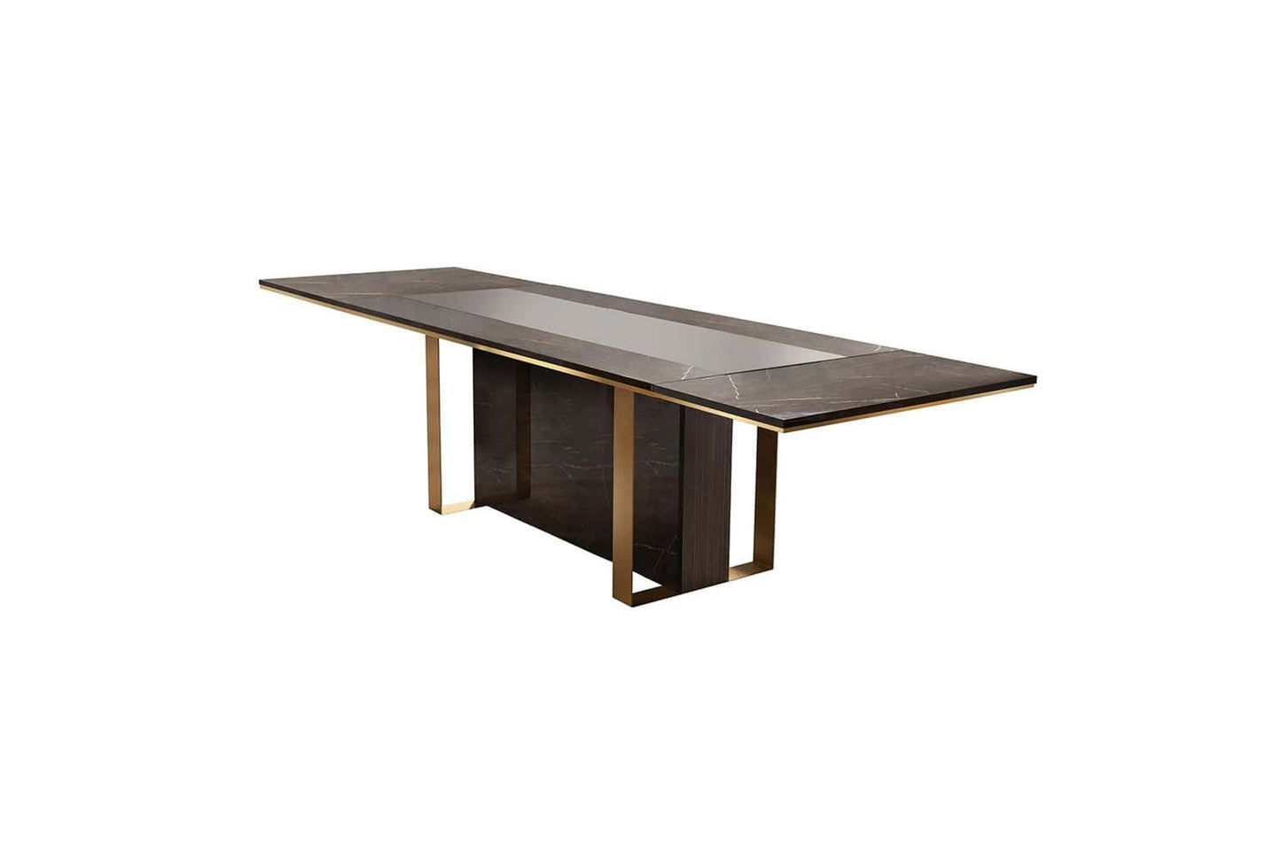 Essenza Walnut/Gold Dining Table with 2 16" Extensions